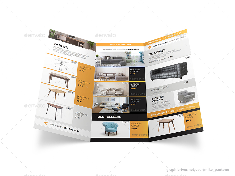Furniture Store Trifold Brochure 3, Print Templates GraphicRiver